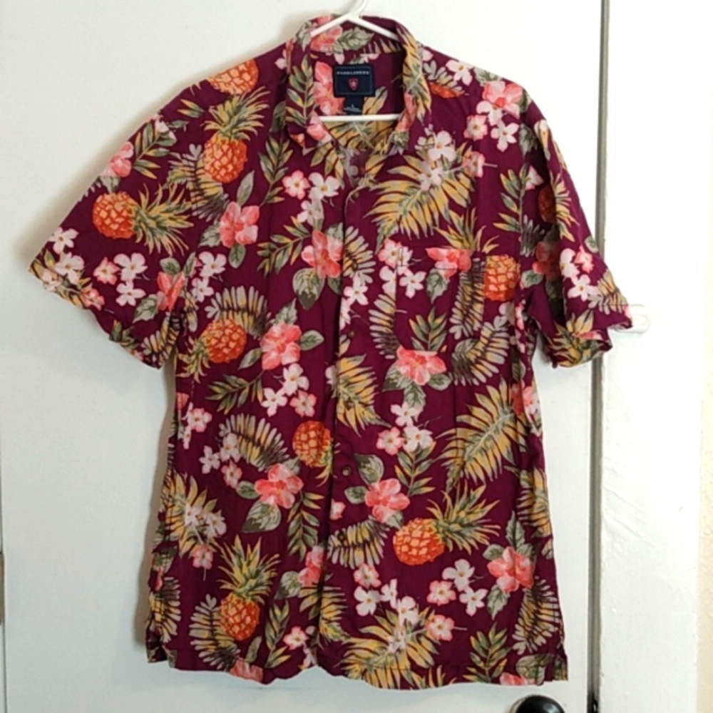 Saddlebred Men's Size Large Shirt Hawaiian Style Button Down with Pineapples